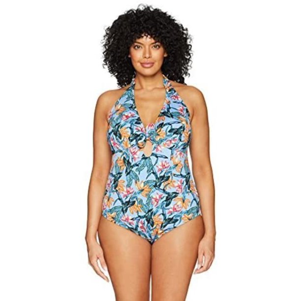 Jessica Simpson Jessica Simpson Women S Plus Size Retro One Piece Swimsuit Lanakai Sky 0x 87 Nylon 13 Spandex By Visit The Jessica Simpson Store Walmart Com Walmart Com