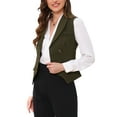 thumbnail image 5 of INSPIRE CHIC Women's Suit Vest Double Breasted Business Lapel Dressy Waistcoat Vest XL Army Green, 5 of 7