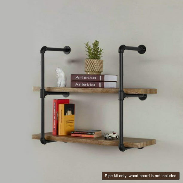 Industrial Wall Mounted Bookshelf Diy Open Pipe Shelving Unit For Kitchen Bathroom Office Home Decoration 2 Pcs 3 Tier Hardware Only Com - Diy Wall Shelf Unit