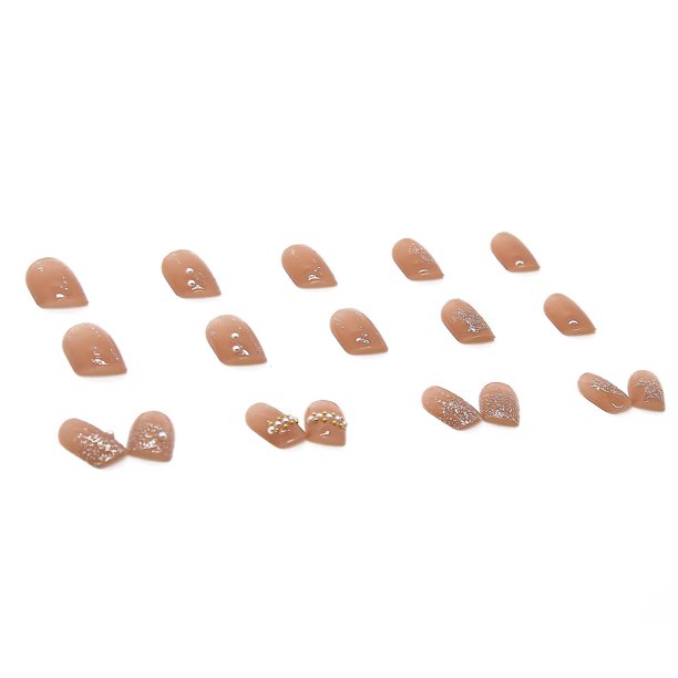 24 Uds uñas postizas dulces perlas de cristal cubierta completa uñas Midi decoración adecuada para niñas hadas usable