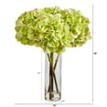 thumbnail image 2 of Nearly Natural 18" Hydrangea Artificial Plant in Glass Vase, Green, 2 of 4