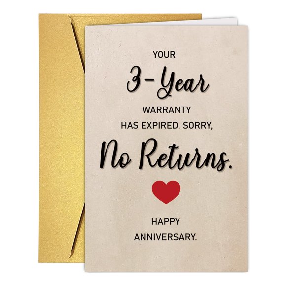 Tarjeta de aniversario RPJIEKINXU divertida para marido y mujer para el tercer año