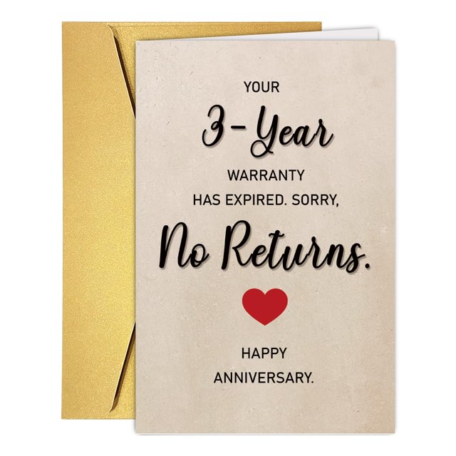 Tarjeta de aniversario RPJIEKINXU divertida para marido y mujer para el tercer año