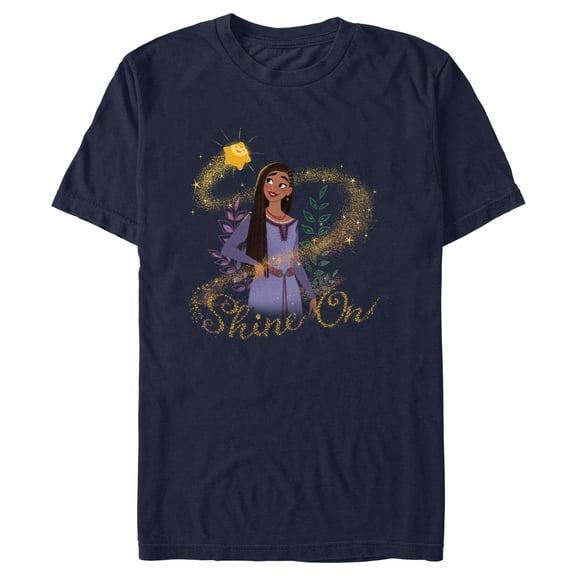 Men's Disney Wish Asha Shine On T-Shirt - Navy Blue - 3X Large