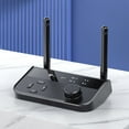 thumbnail image 1 of Transmisor receptor Bluetooth 5.3 Adaptador de audio inalámbrico 2 en 1 | Conexión de dispositivo dual | Alta estabilidad de la señal | Coche Hogar Estéreo AUX | Plug & Play | 11x6x2,6cm | Negro, 1 of 7