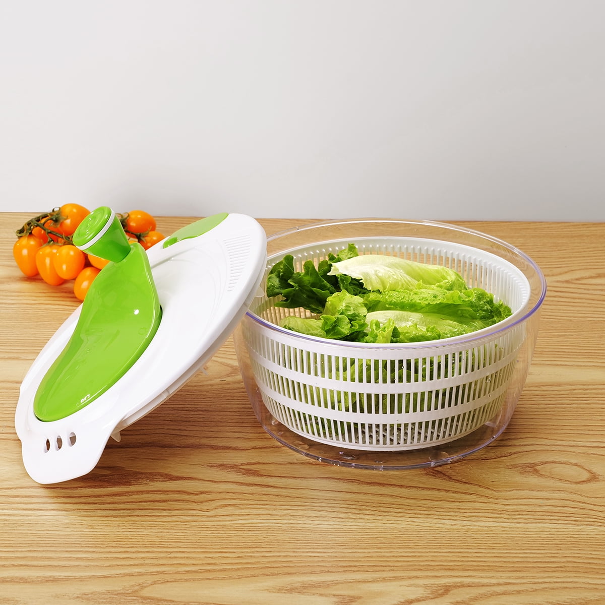 Salad Spinner Multi-Use Lettuce Spinner Manual Vegetable Dryer Drainer Rotary Veggie Washer (BPA-Free, No FDA Certification) - White