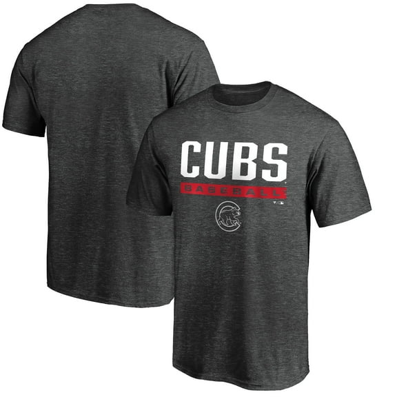 Men's Charcoal Chicago Cubs Team Win Stripe T-Shirt