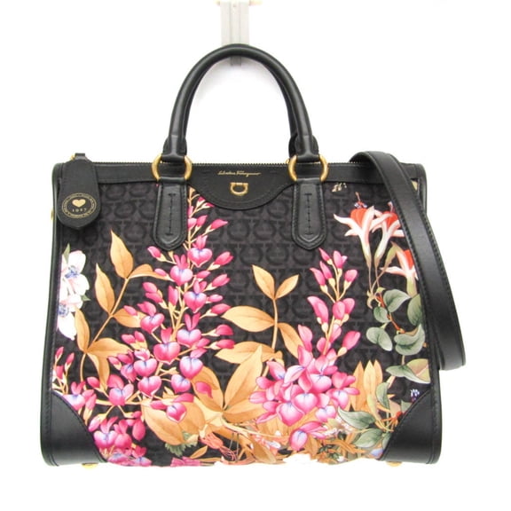 Pre-Owned Salvatore Ferragamo Gancini Floral Pattern FZ-21 1074 Women's Nylon,Leather... (Good)