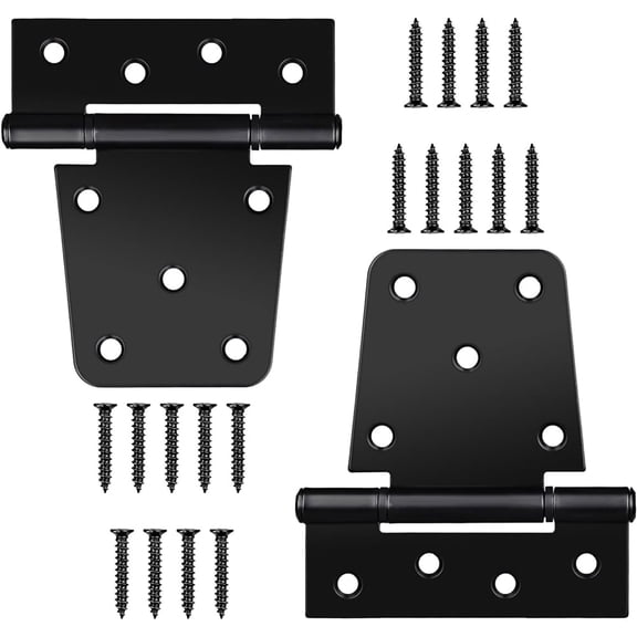 Januofit 3.5 Inch Heavy Duty Gate Hinges, 2 Pack Black Iron Extra Thick T Door Hinges, Gate Hardware Kit for Indoor Outdoor, Shed, Wooden Fences, Vinyl Fence, Barn Door, Garage (Screws Included)