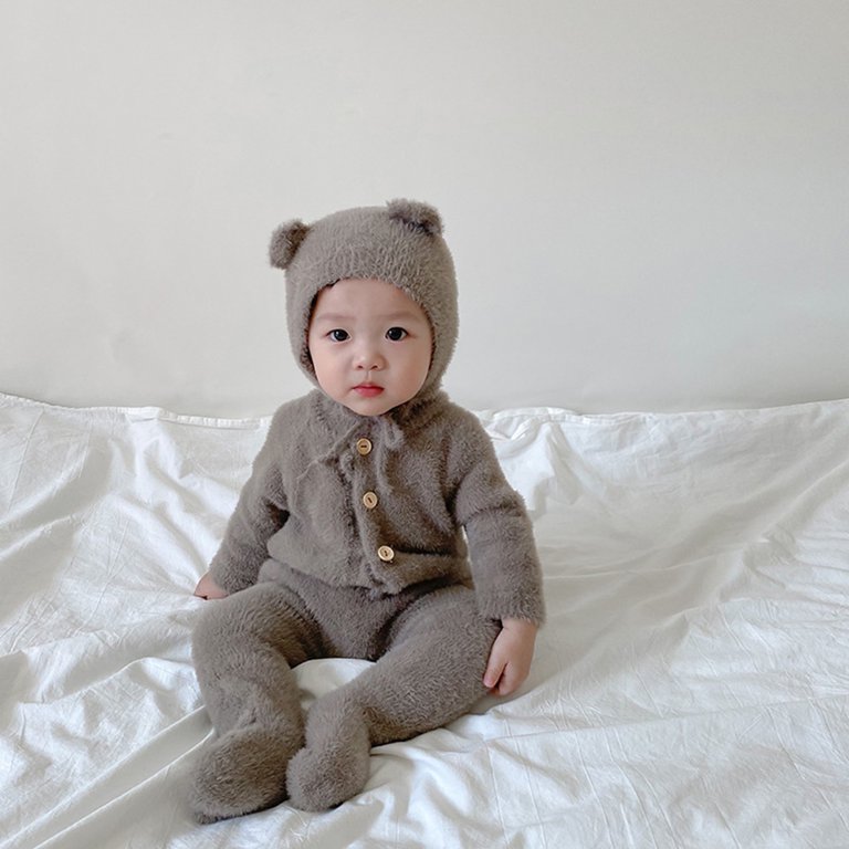 Newborn Baby Knit Romper - Warm Long Sleeve One-Piece Outfit For Boys & Girls (0-24 Months)