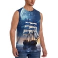 thumbnail image 2 of Bingfone Moonlit Night Sea Sailboat Pattern Men's Tank Tops Workout Sleeveless Tee Shirts Running Beach Tanks for Men-3X-Large, 2 of 4