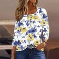 thumbnail image 7 of Viluyesy 3/4 Sleeves T-Shirt Women Round Neck Shirt Tops Fashionable Relaxed Fold Button Loose Blouse Yellow Size XL, 7 of 7
