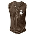 thumbnail image 1 of Débardeur Homme Été Mode Rétro Basique à Boutons Sans Manches avec Petit Imprimé pour Hommes T-Shirt Classique Imprimé, 1 of 2