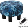 thumbnail image 2 of IVV Round Upholstered Ottoman in Blue Floral, 12.5" Modern Linen Fabric Footstool with Non-Skid Legs for Couch Sofa, Floor Pouf Step Stool for Living Room,Bedroom, 2 of 6