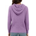 thumbnail image 6 of Women's Hooded Cardigan Sweater Long Sleeve Button Front Knit Casual Open Front Cardigans with Drawstring Purple M, 6 of 6