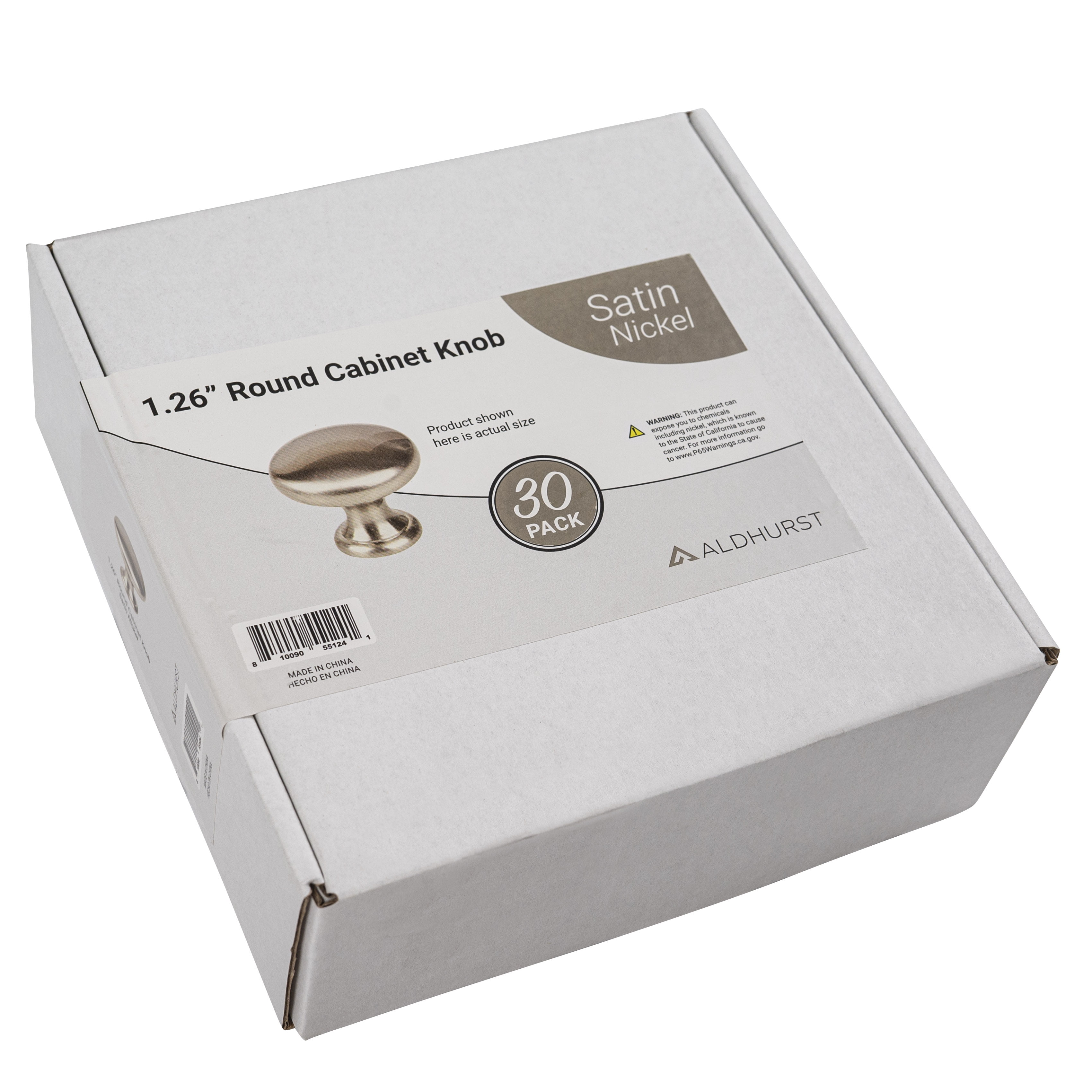 Aldhurst 30 Pack 1.25 inch Round Cabinet Knob Satin Nickel Stainless Steel (.04 lb)