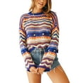 thumbnail image 1 of Txlixc Suéter de estilo suelto para mujer, color variado, manga larga acampanada, cuello redondo, prendas de punto, S/ M/ L/ XL Txlixc  Día / fiesta / vacaciones / al aire libre / vacaciones, 1 of 9