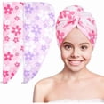 thumbnail image 1 of wonima11 Microfiber Hair Towel Wrap for Kids 2 Pack Rapid Drying Hair Towel with Button Hair Turbans for Wet Hair Wraps Head Towel Wrap for Women and Girls, 1 of 1