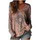 thumbnail image 2 of Uootdi Boho Tops for Women Ethnic Floral Printed Long Sleeve Shirts Vintage Lightweight Casual Loose Graphic Blouses Gift, 2 of 3