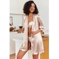 thumbnail image 4 of Ekouaer Women's Short Silk Robes Bride Bridesmaid Kimono Satin Bathrobe V Neck 3/4 Sleeve Sleepwear with Pockets, 4 of 6