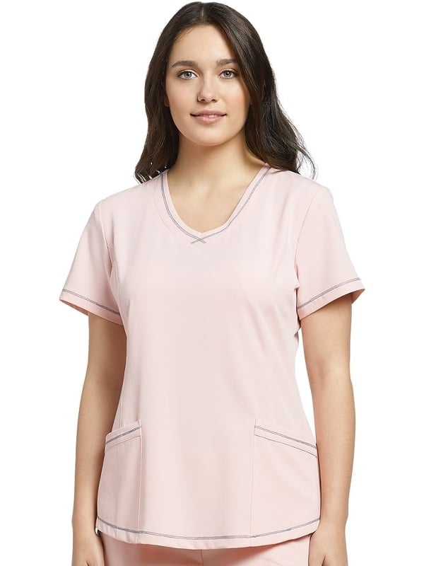 Marvella by White Cross Women's Round VNeck Stitched Solid Scrub Top