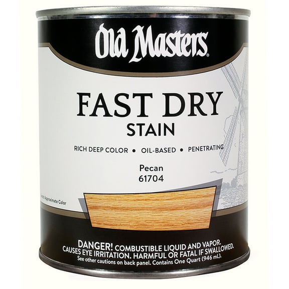 4-Pack of 1 qt Old Masters 61704 Pecan Fast Dry Stain Interior Oil-Based Wood Stain