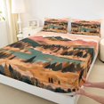 thumbnail image 3 of Homewish Rustic Farmhouse Bed Sheets,Natural Mountain Lake King Sheets,Teal Brown Sheet Set For Men Women,Microfiber Bedroom Decor,4 Pieces, 3 of 7