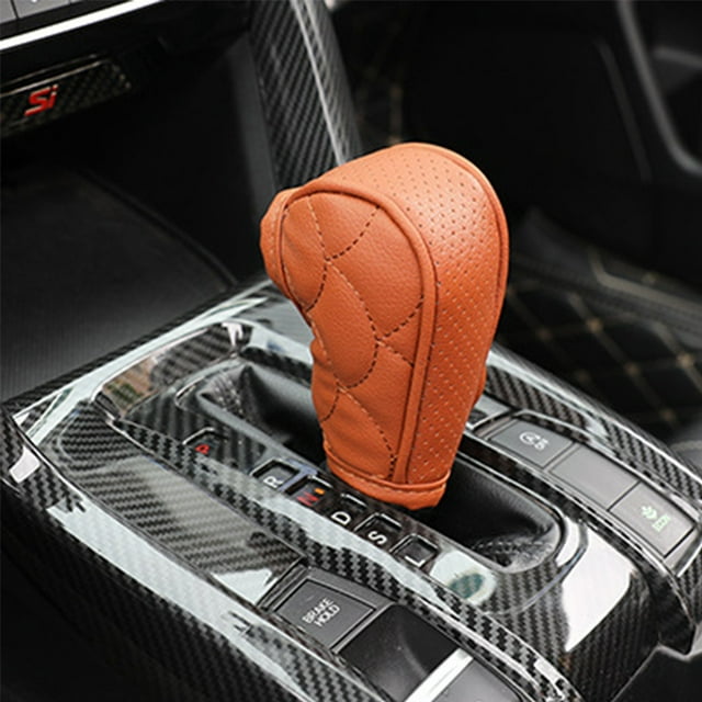 TIMIFIS Gear Shifter Knob Leather Lattice Pattern Gear Shifter Knob Cover, Auto Car Shifter Knob Protective Sleeve Hoop & Loop Type Other Exterior Accessories