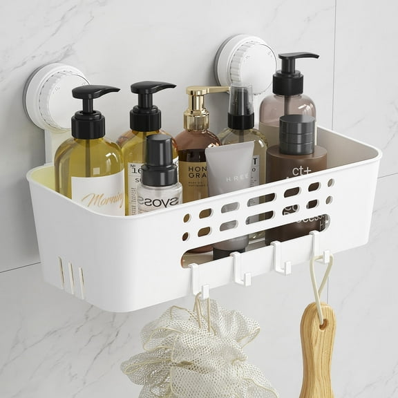 Lifewit Shower Caddy Suction Cup, 12.4inch Large Removable Shower Shelves for Inside, NO-Drilling Bathroom Organizers and Storage Rack for Shampoo Strong Vacuum Suction