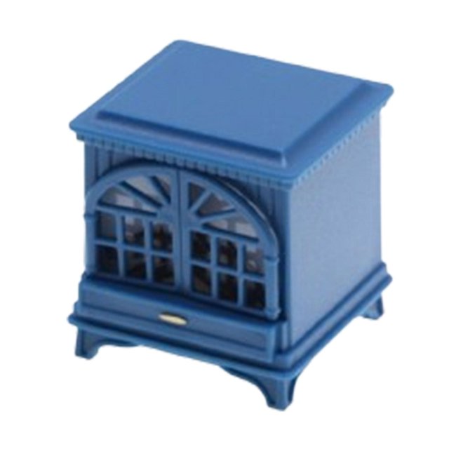 Bunblic 1/12 Maison de Poupée Cheminée Miniature Vintage avec LED Maison de Poupée Accessoires de Décoration Mini Cheminée pour Maison de Poupée Accessoires Bleu