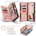 thumbnail image 3 of ELEHOLD Multi-Functional Wallet Case for Samsung Galaxy A36 5G,Large Capacity 8 Card Slots Zipper Purse Magnetic Detachable Phone Case with Wriststrap Luxury Leather Case,Pink, 3 of 5