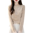thumbnail image 3 of Sentmoon Hauts pour Femmes Mode Automne et Hiver Mode Décontractée Col Semi-Haut Couleur Unie Tricot Ample pour Activités Extérieures et Randonnée Kaki TTG, 3 of 6