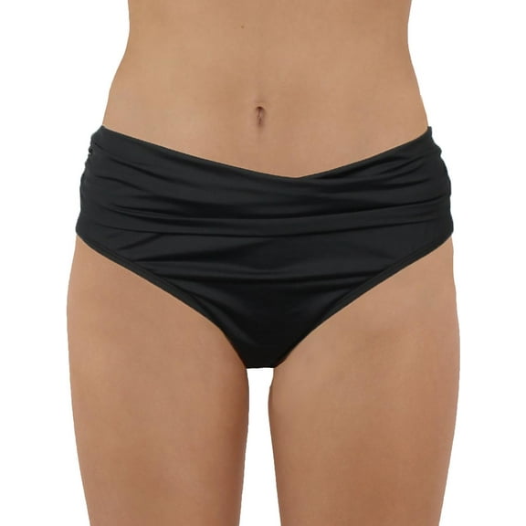 Lauren Ralph Lauren Women's Banded Hipster Swim Bottom Swimsuit (8, Black)