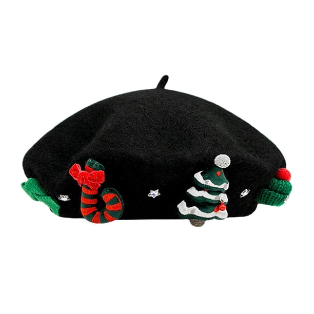 Gorro de Navidad Yinane fieltro invierno Boina cálida para mujer