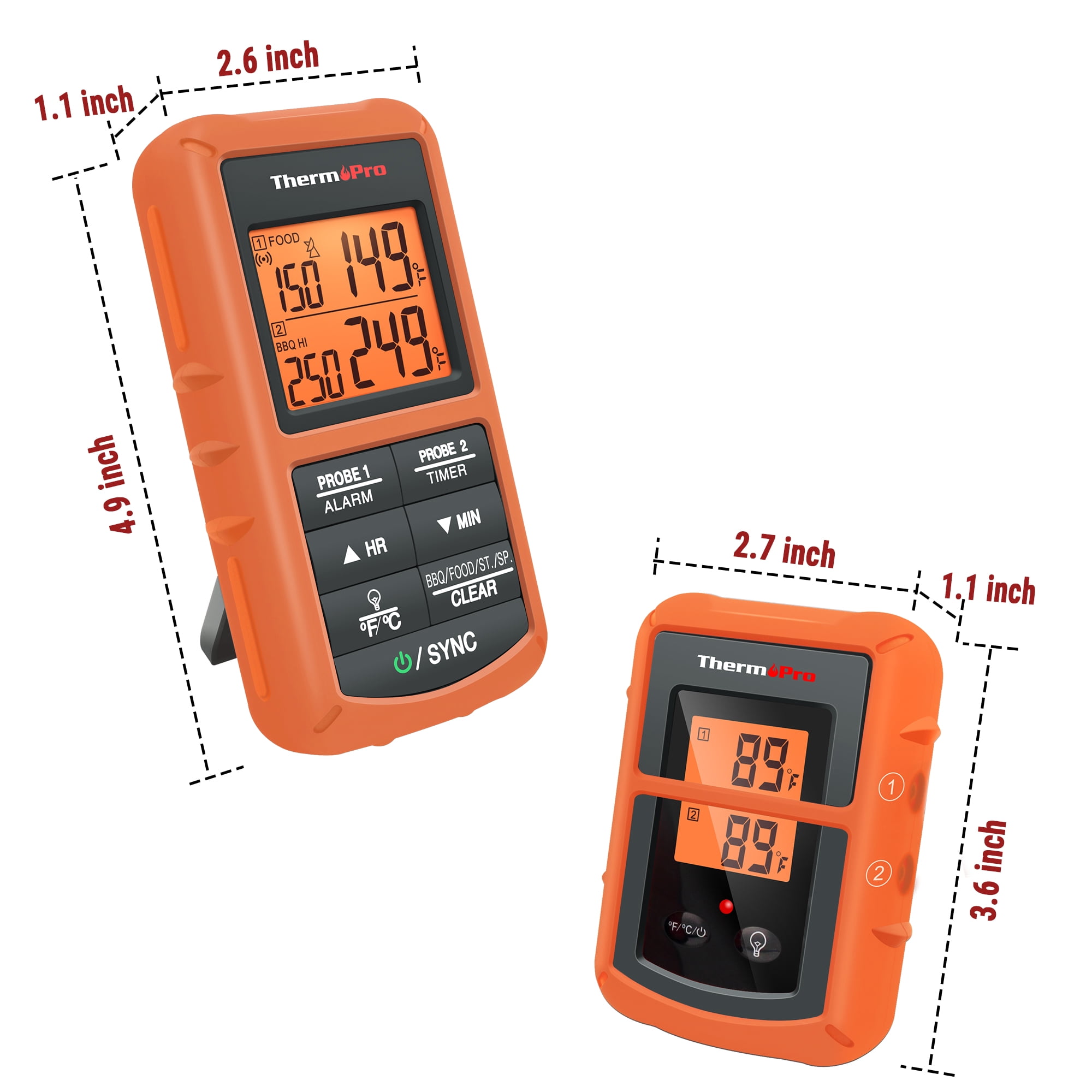 Wireless Remote Thermometer Dual Probe BBQ Grill Meat Kitchen Oven Food  Cooking
