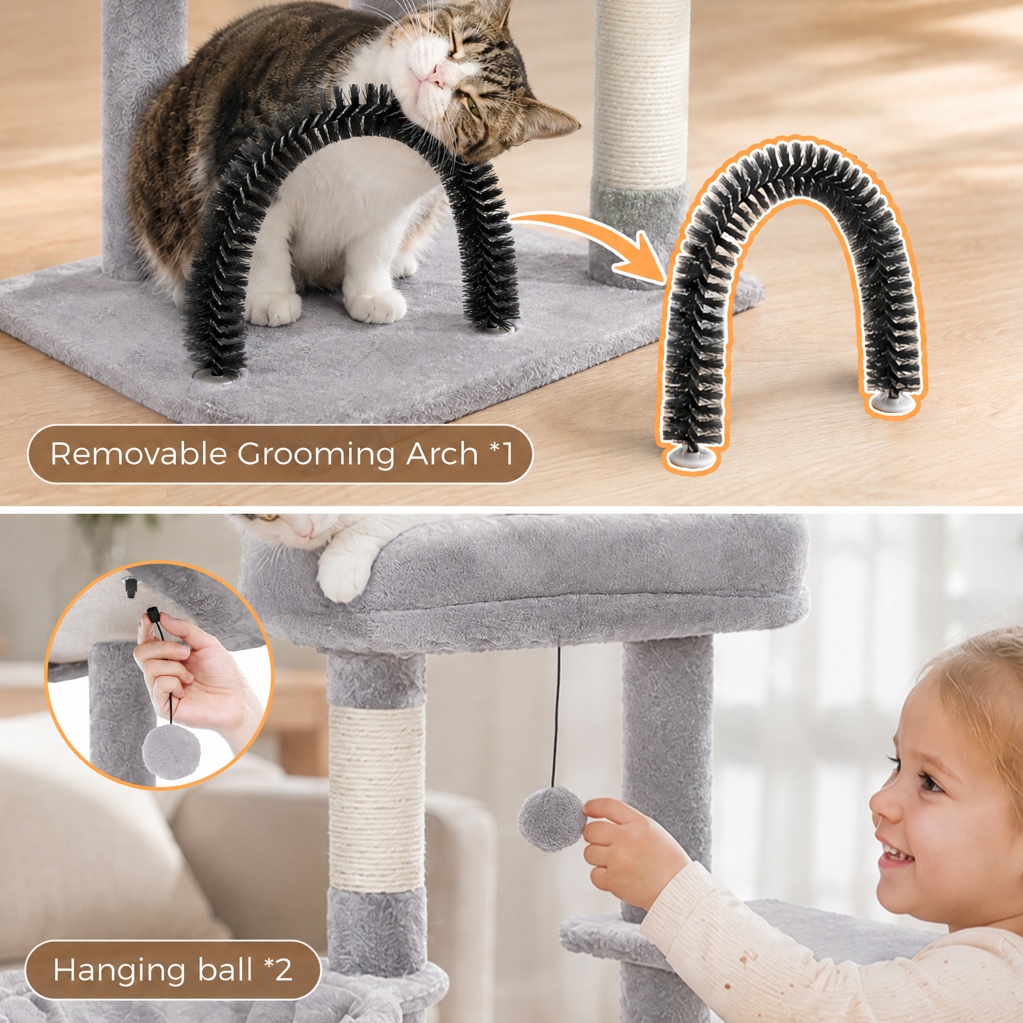 Pawz Road 42-Inch Cat Tree Condo, Light Gray photo 7