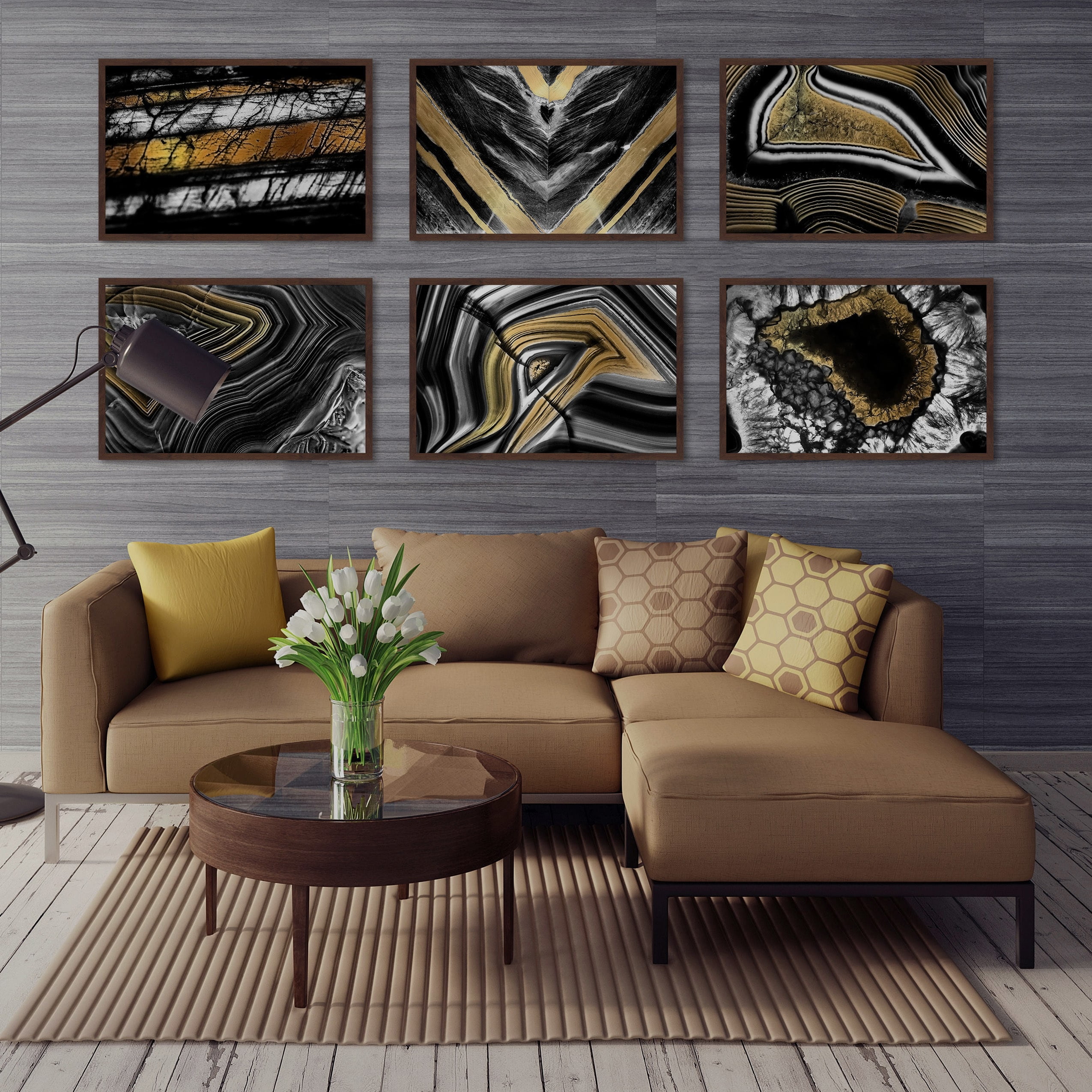 Hints of Gold Hexaptych