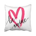 thumbnail image 1 of BOSDECO Pink Hand Ba Mine Lettering For Valentines Day With Drawn Heart Design White Red Text Pillowcase 18x18 inch, 1 of 1