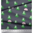 thumbnail image 2 of Soimoi Velvet Fabric Lotus & Frog Kids Print Sewing Fabric Yard 58 Inch Wide, 2 of 3