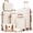 White Tan, variant on Gowill 7 Piece Luggage Sets,13/16/20/24/28 inch Hardside Lightweight ABS Suitcase With Expandable Duffle Bag (White Tan)