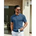 thumbnail image 3 of COOFANDY Men Knit Polo Shirts Vintage Button Up Shirts Lightweight Breathable Cool Summer Beach Tops, 3 of 5