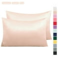 thumbnail image 3 of 2 Pack Soft Smooth Satin Silk Pillowcase Luxury Bed Pillow Case Cushion Cover, 3 of 11