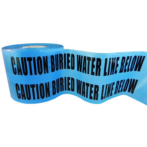 WOD Tape Flagging Tape 6 in. x 1000 ft. "Caution Buried Water Line Below" Caution Tape