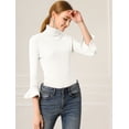thumbnail image 4 of Suéter Allegra K de cuello alto de Manga Larga con volantes para Mujer jersey de punto Elástico Blanco XL, 4 of 6