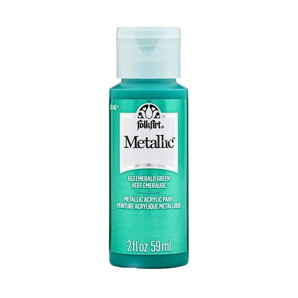 Folkart Metallic Acrylic Paint Emerald Green 2 oz, FolkArt Metallic Paint