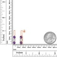 thumbnail image 6 of Gem Stone King 18K Rose Gold Plated Silver Purple Amethyst and White Topaz Drop Dangle Earrings for Women | 1.55 Cttw | Gemstone February Birthstone | Round 5MM, 6 of 6