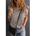 thumbnail image 4 of Women's Gray Crew Neck Ruffled Striped Tank Top, 4 of 18