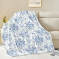 thumbnail image 3 of Blue and White Floral Throw Blanket, Fuzzy Soft Cozy Flannel Blanket for Home Bed Sofa Couch Chair, Decorative 50 x 60 Inch Blanket, 3 of 5