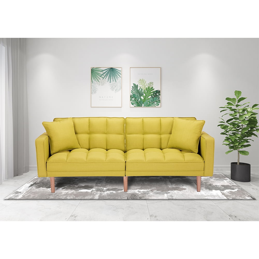 Yellow Couch, SEVENTH Convertible Sofa Bed, Modern Fabric Sleeper Sofa