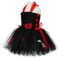 thumbnail image 4 of Vestido de tul con flores rojas y negras para niña, disfraz de novia cadáver para el Día de los Muertos, para fiesta de carnaval y Halloween, 4 of 5